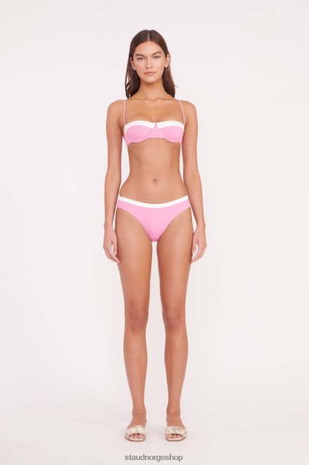 kvinner jo balconette bikini topp korallrosa hvit 6048FN646 STAUD klær