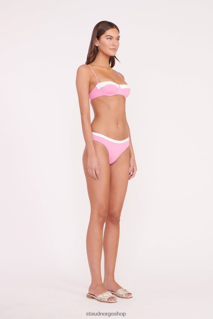 kvinner jo balconette bikini topp korallrosa hvit 6048FN646 STAUD klær