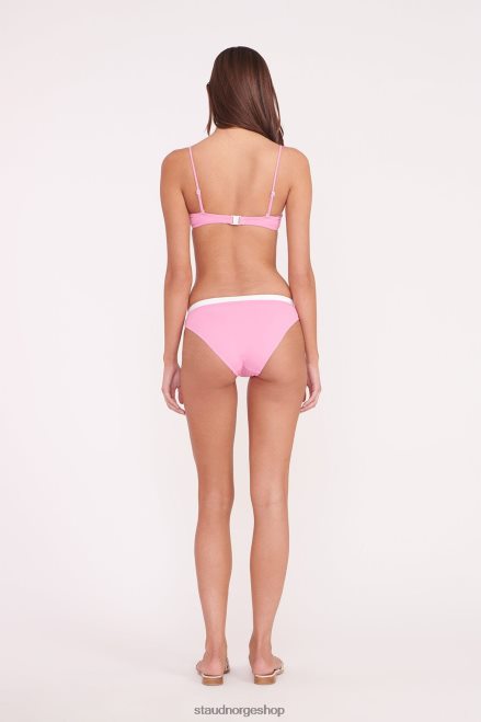 kvinner jo balconette bikini topp korallrosa hvit 6048FN646 STAUD klær