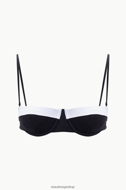 kvinner jo balconette bikini topp svart hvit 6048FN645 STAUD klær
