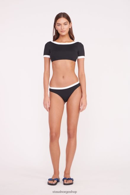 kvinner lily kortermet bikini topp svart hvit 6048FN749 STAUD klær
