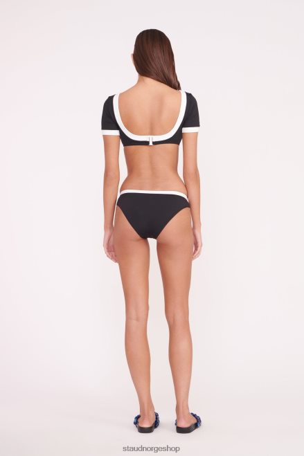 kvinner lily kortermet bikini topp svart hvit 6048FN749 STAUD klær