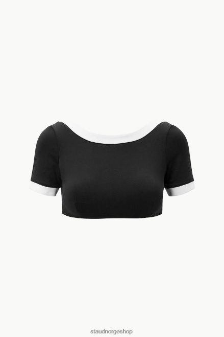 kvinner lily kortermet bikini topp svart hvit 6048FN749 STAUD klær