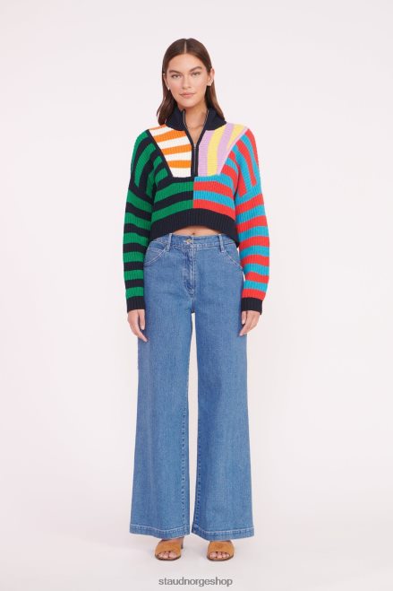 kvinner cropped hampton genser cabana stripe multi 6048FN575 STAUD klær