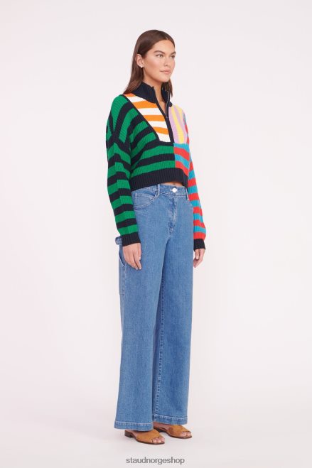 kvinner cropped hampton genser cabana stripe multi 6048FN575 STAUD klær