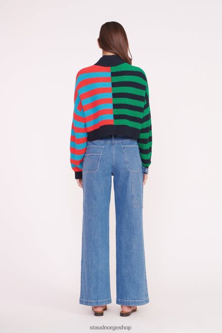 kvinner cropped hampton genser cabana stripe multi 6048FN575 STAUD klær