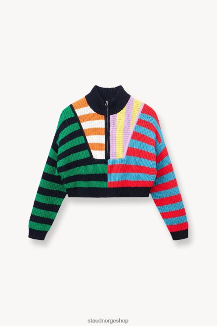 kvinner cropped hampton genser cabana stripe multi 6048FN575 STAUD klær