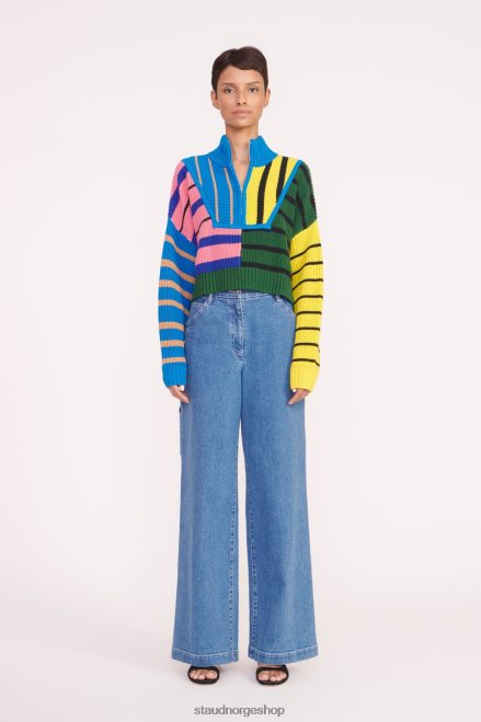kvinner cropped hampton genser formentera stripe 6048FN577 STAUD klær