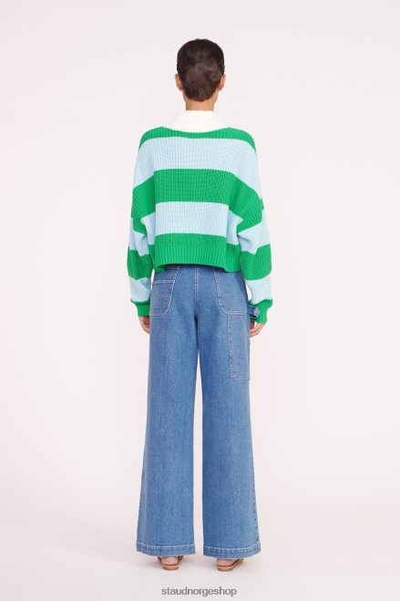 kvinner cropped hampton genser gress grunt rugby stripe 6048FN578 STAUD klær