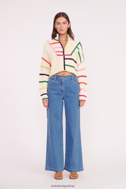 kvinner cropped hampton genser krem regnbue multi 6048FN576 STAUD klær