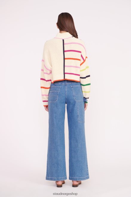 kvinner cropped hampton genser krem regnbue multi 6048FN576 STAUD klær