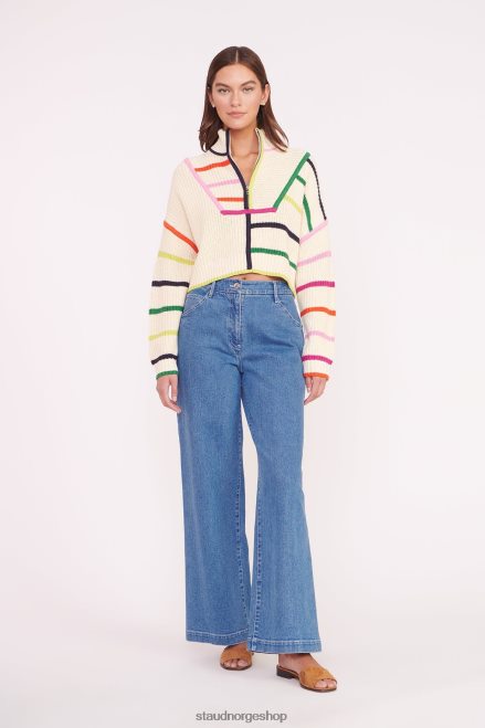 kvinner cropped hampton genser krem regnbue multi 6048FN576 STAUD klær