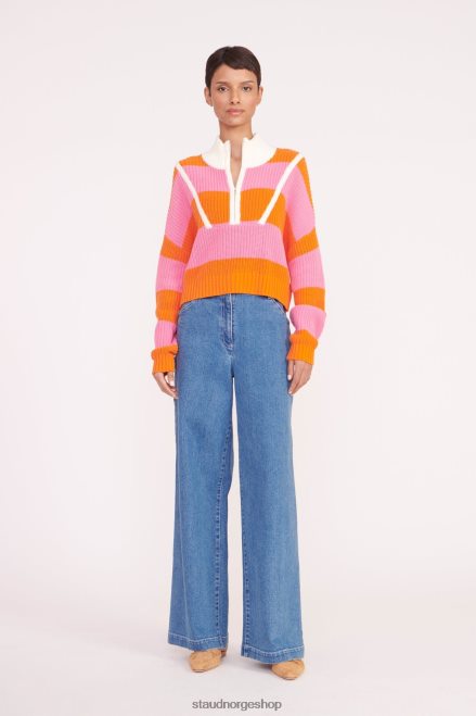 kvinner cropped hampton genser papaya plumeria rugby stripe 6048FN581 STAUD klær