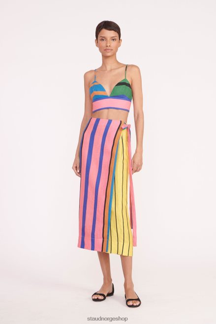 kvinner kaitlyn skjørt formentera stripe 6048FN467 STAUD klær