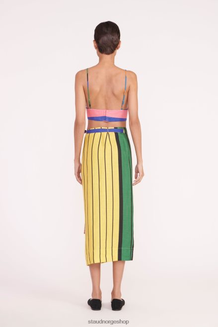 kvinner kaitlyn skjørt formentera stripe 6048FN467 STAUD klær