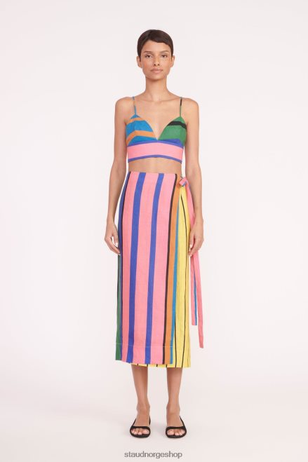kvinner kaitlyn skjørt formentera stripe 6048FN467 STAUD klær