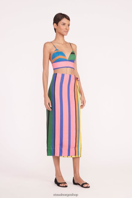 kvinner kaitlyn skjørt formentera stripe 6048FN467 STAUD klær