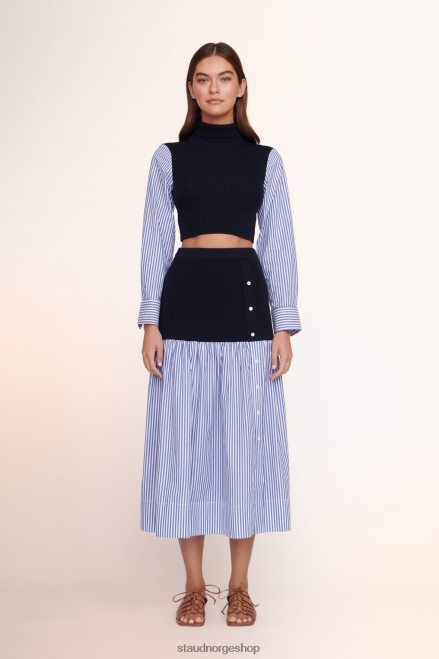 kvinner miley skjørt marineblå hvit stripe 6048FN505 STAUD klær