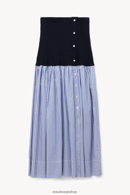 kvinner miley skjørt marineblå hvit stripe 6048FN505 STAUD klær