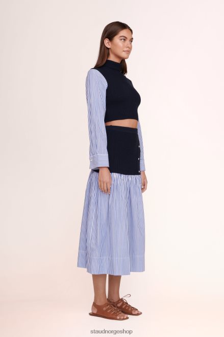 kvinner miley skjørt marineblå hvit stripe 6048FN505 STAUD klær