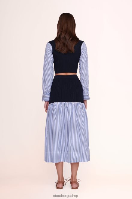 kvinner miley skjørt marineblå hvit stripe 6048FN505 STAUD klær