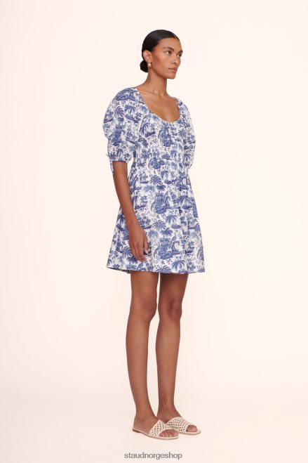 kvinner mini faye kjole blå toile 6048FN256 STAUD klær