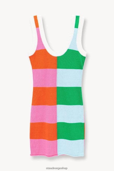 kvinner mini strandkjole multi rugby stripe 6048FN213 STAUD klær