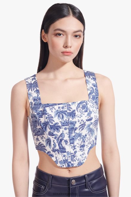 kvinner alice topp kina blå toile 6048FN456 STAUD klær