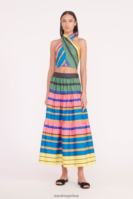 kvinner smocked kai topp formentera stripe 6048FN345 STAUD klær