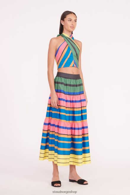 kvinner smocked kai topp formentera stripe 6048FN345 STAUD klær