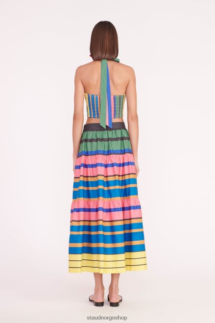 kvinner smocked kai topp formentera stripe 6048FN345 STAUD klær