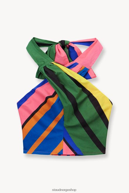 kvinner smocked kai topp formentera stripe 6048FN345 STAUD klær