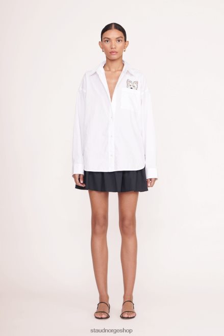 kvinner tilpasset klassisk oversized skjorte hvit 6048FN1023 STAUD x C.BONZ tilbehør