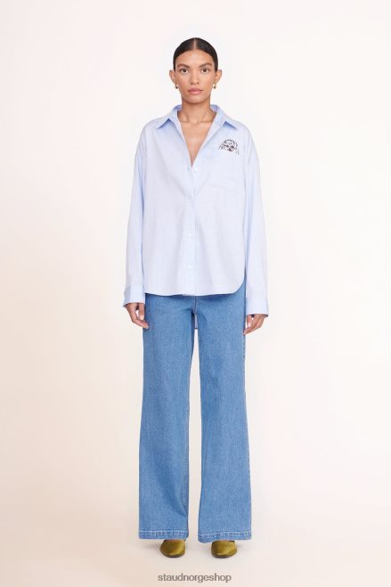 kvinner tilpasset klassisk oversized skjorte oxford blå 6048FN1022 STAUD x C.BONZ tilbehør