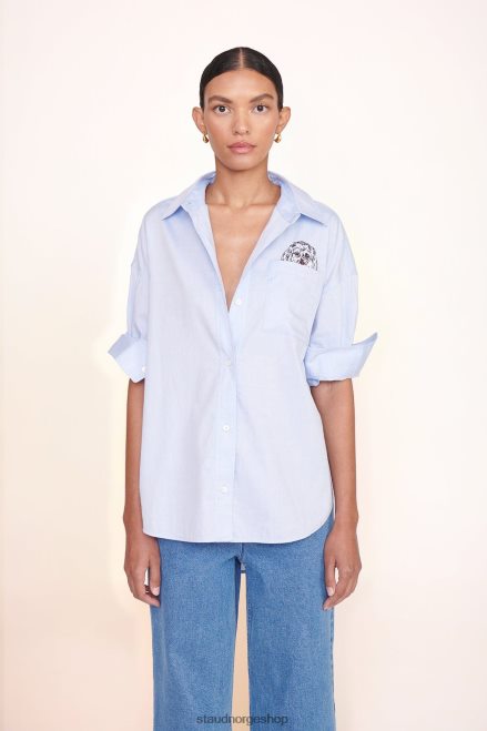 kvinner tilpasset klassisk oversized skjorte oxford blå 6048FN1022 STAUD x C.BONZ tilbehør